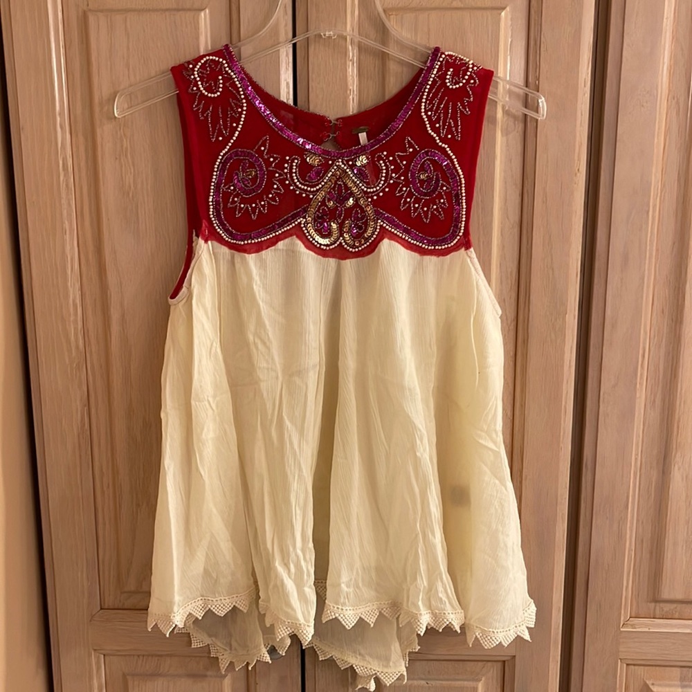 Free People embellished neck flowy tank top